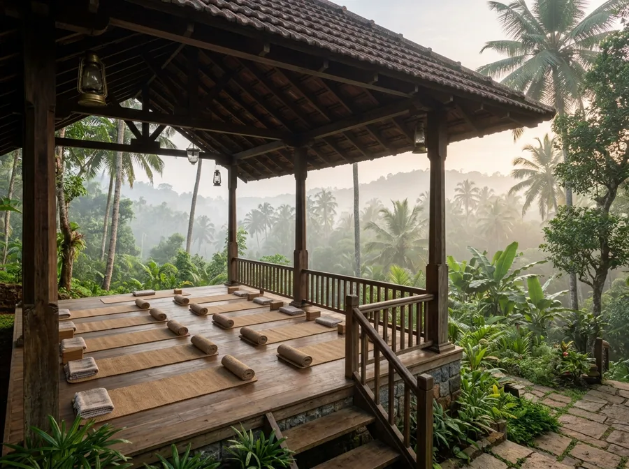 The kitchen at Vaidekam preparing Ayurvedic food