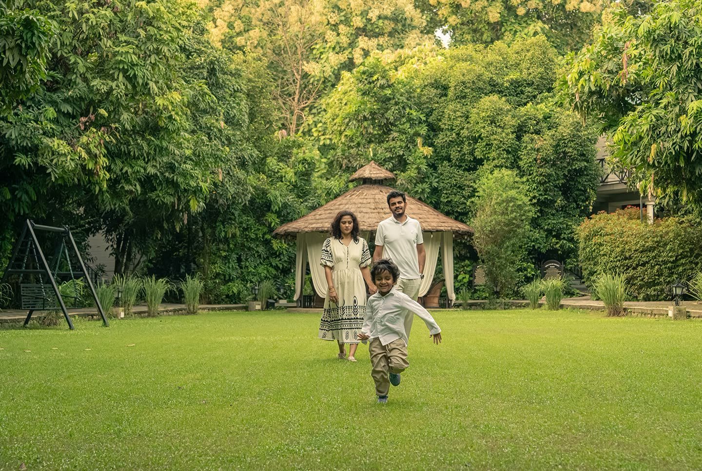 An open lawn with a gazebo at Vaidekam